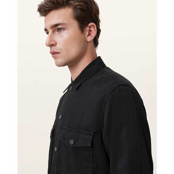 All Saints Black Spotter Slim Fit Overshirt Size XL 41596 - Picture 3 of 13